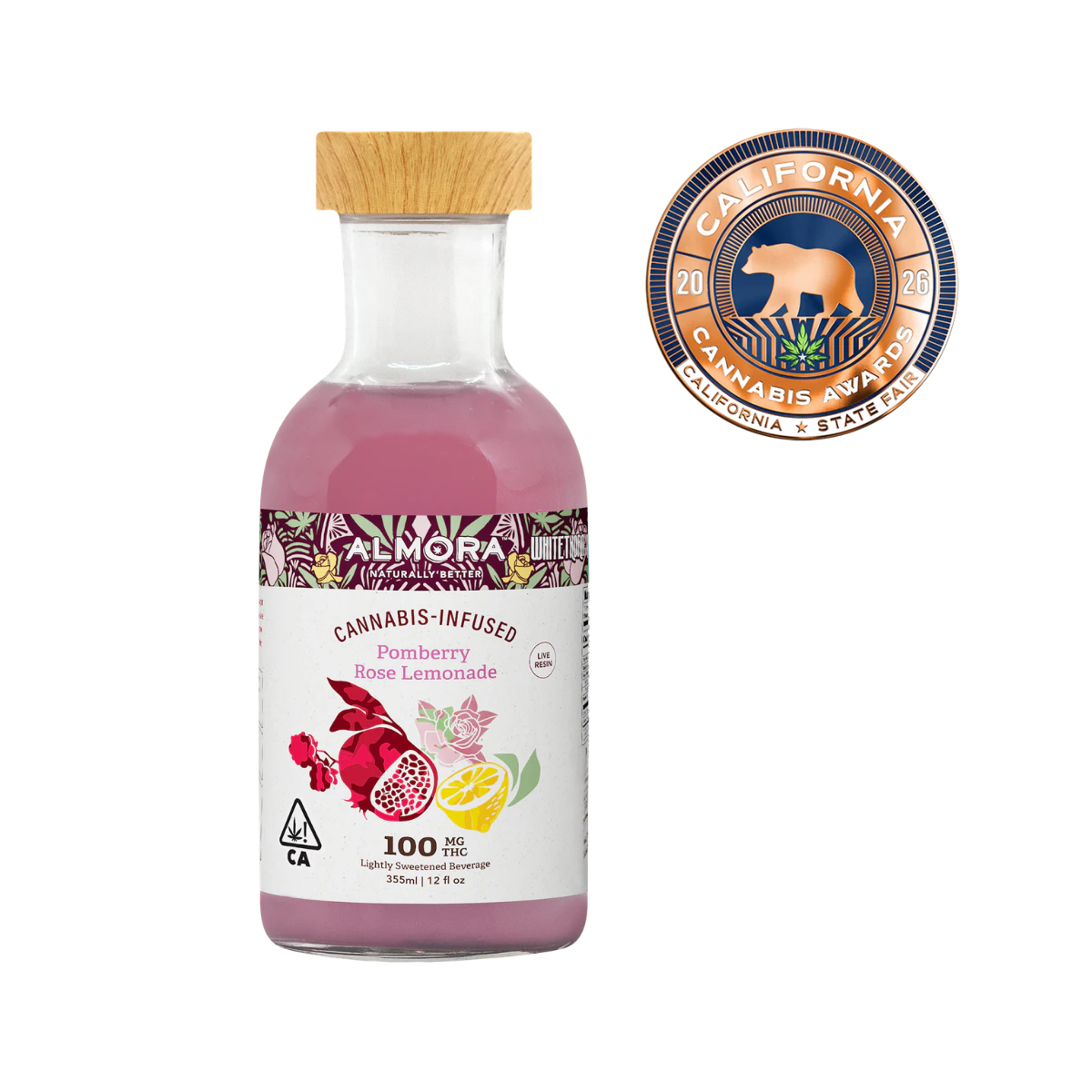 Almora - Pomberry Rose Lemonade | 12oz 100mg Beverage | Almora Farms x Whitethorn Rose Farms Main Image