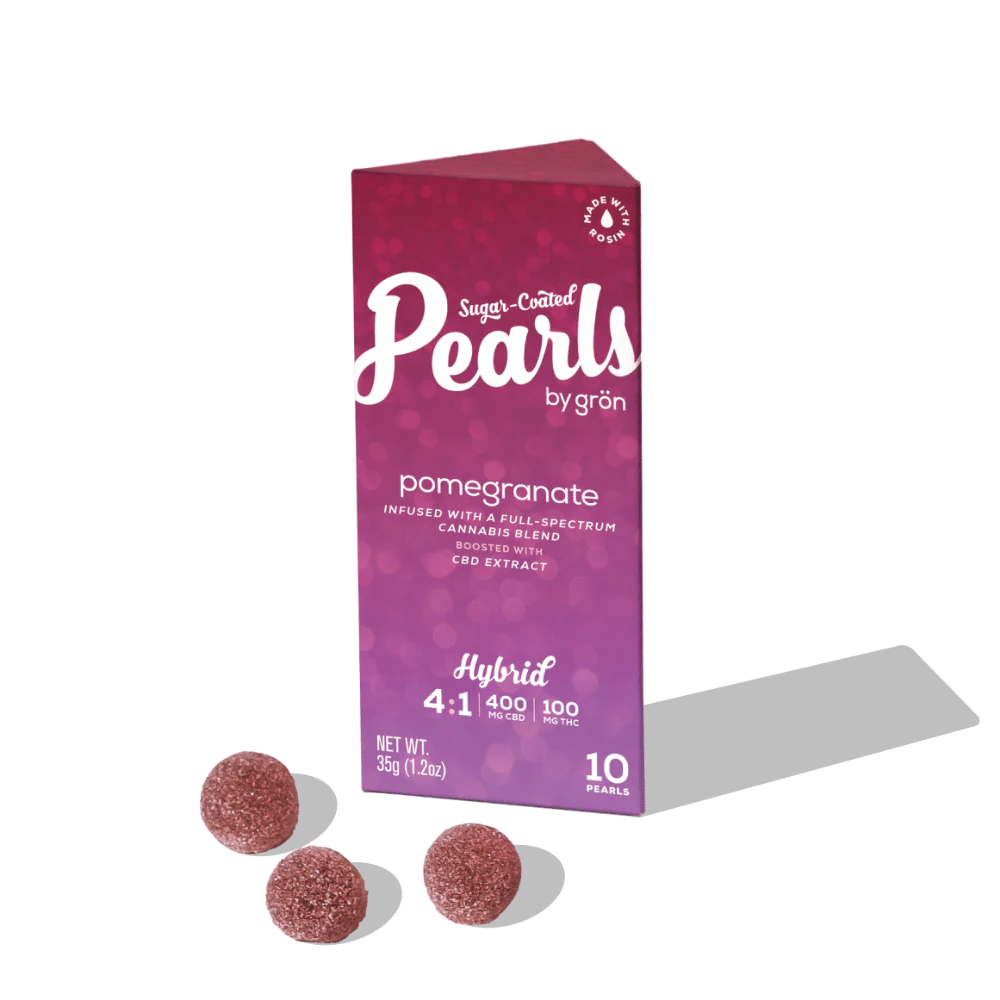 Pearls - Pomegranate (H) | 10pk 100mg 4:1 CBD:THC Gummies | Pearls Main Image