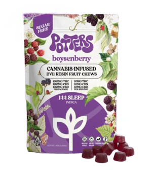 Potters | Boysenberry | Sleep 1:1:1 Live Resin Sugar Free Fruit Chews | 100mg