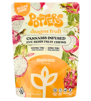 Potters | Dragon Fruit | Live Resin Sugar Free Fruit Chews | 100mg