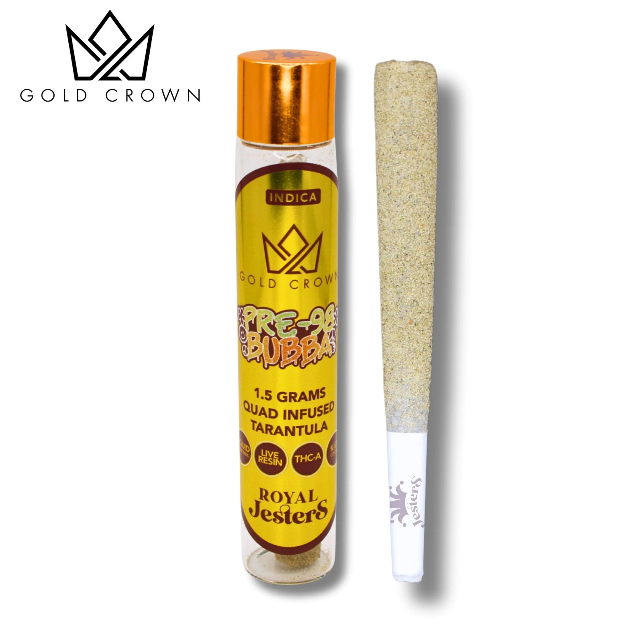 Gold Crown - Royal Jesters - Pre 98 Bubba (1.5g Quad Infused Tarantula Pre Roll) Main Image