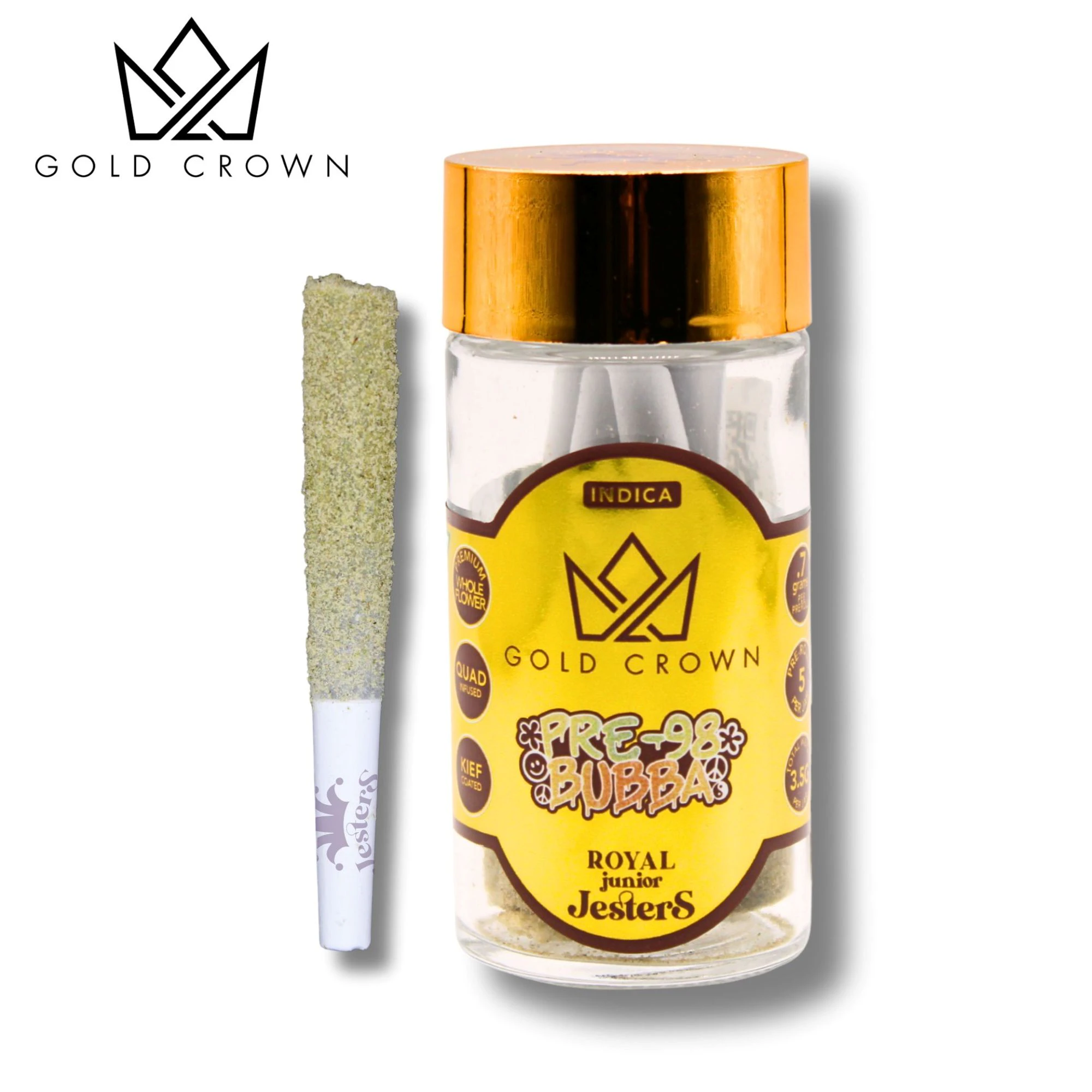 Gold Crown - Royal Junior Jesters - Pre 98 Bubba (0.7gX5pk Quad Infused Tarantula Pre-Rolls) Main Image