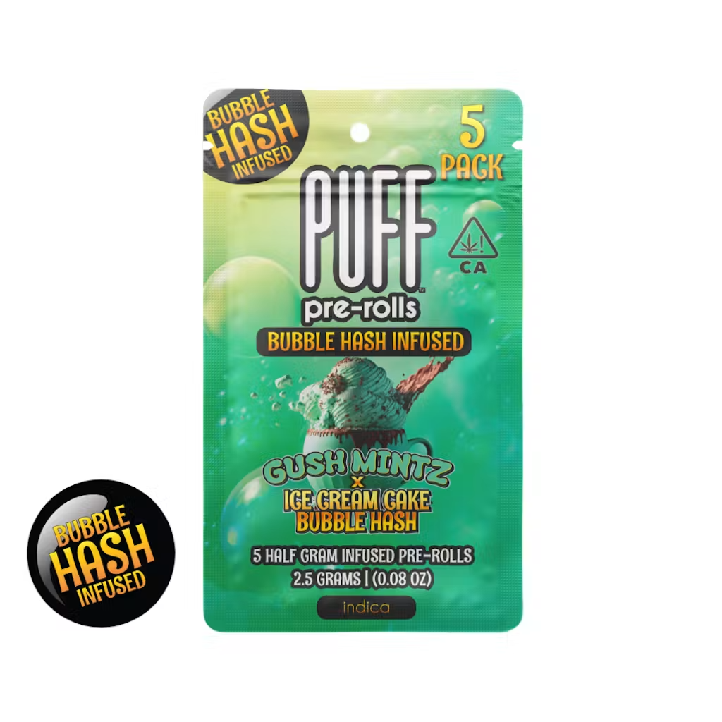 Puff | Gush Mintz x Ice Cream Cake | Bubble Hash Infused | Pre-Rolls | 5pk
