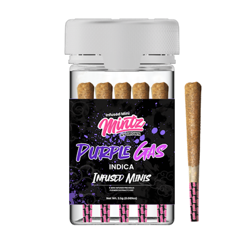 Mintz - Purple Gas -Indica- 15.71% THC | 5pk 2.5g (Infused Pre-Rolls) | Mintz   -l8 front
