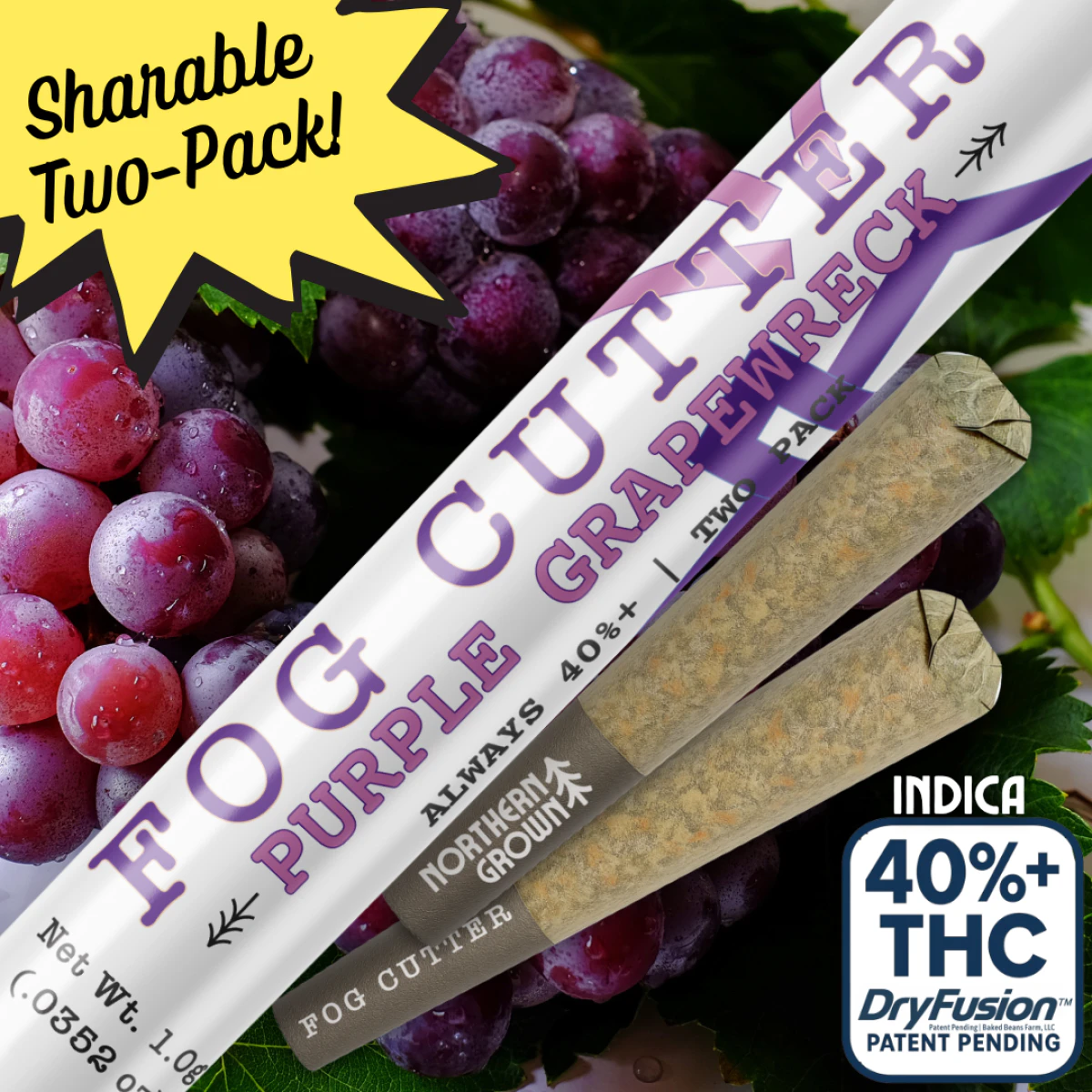 Northern Grown - Fogg Cutter | Purple Grapewreck | 0.5g Pre-Roll | 2-Pack | 1g Total | Resin Infused | [I] Main Image