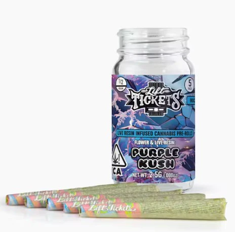 Lift Tickets - Lift Tickets .5g Purple Kush Infused Preroll 5pk Main Image