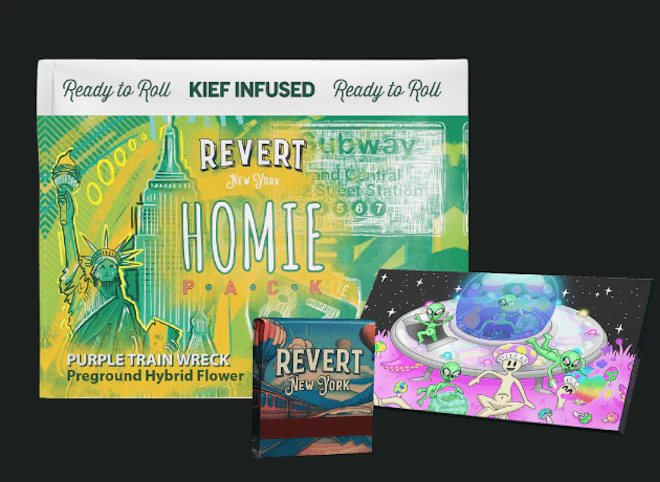 Revert - Purple Trainwreck -Hybrid- 28.5% THC | 14g Kief Infused Pre-Ground Flower | Revert   -o9 front