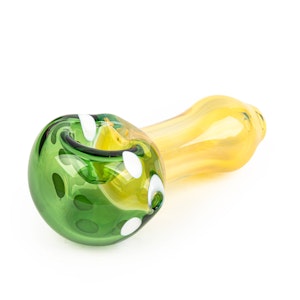 RED EYE GLASS - 3" GREEN MUSHROOM PIPE - RED EYE GLASS