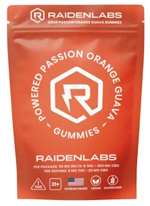 Raiden Labs - Focus Gummies - Powered Passion Orange Guava - 5mg THC 25mg CBG - 10 servings