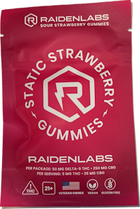 Raiden Labs - Focus Gummies - Static Strawberry - 5mg THC 25mg CBG - 10 servings