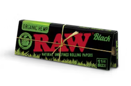 RAW - RAW - Natural Unrefined Rolling Papers - Organic Hemp Black 1 1/4