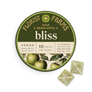 FLORIST FARMS - Florist Farms - Sour Green Apple - Bliss - 10mg THC - 100mg - Edible