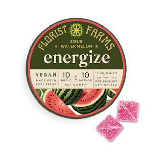 FLORIST FARMS - Florist Farms - Sour Watermelon - Energize - 10mg THC:10mg THCV - 100mg - Edible