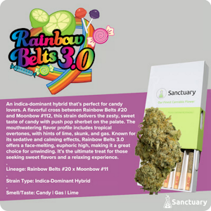 Sanctuary - Rainbow Belts 3.0 PreRoll 5 Pack - 2.5g - SAN