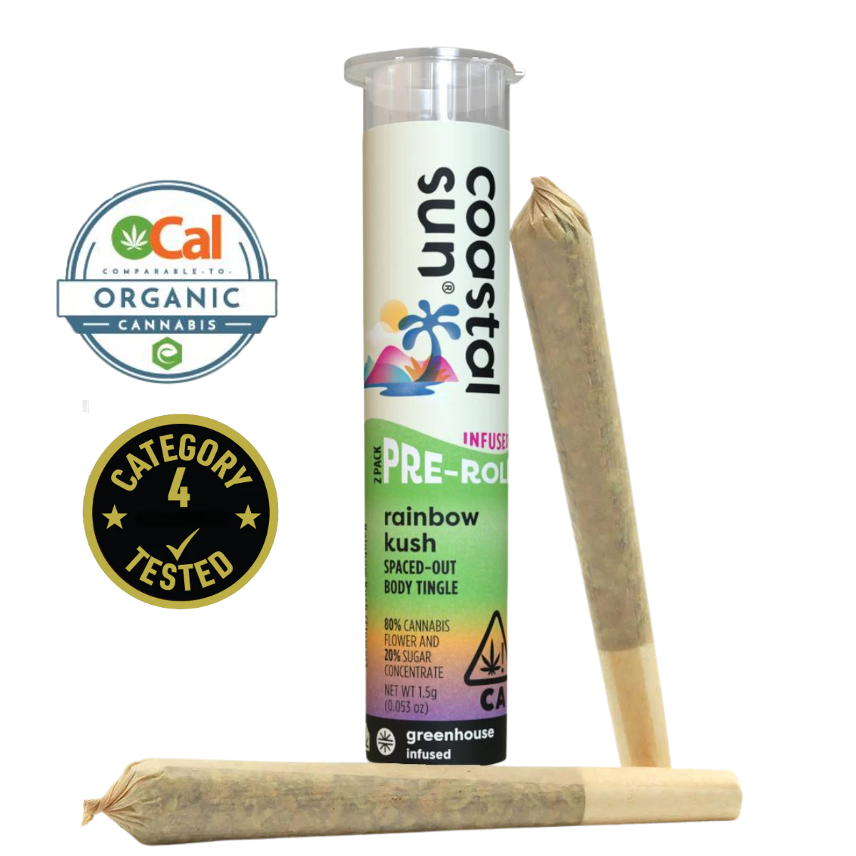 Coastal Sun - Rainbow Kush (I) | .75g 2pk Infused Preroll | Coastal Sun Main Image