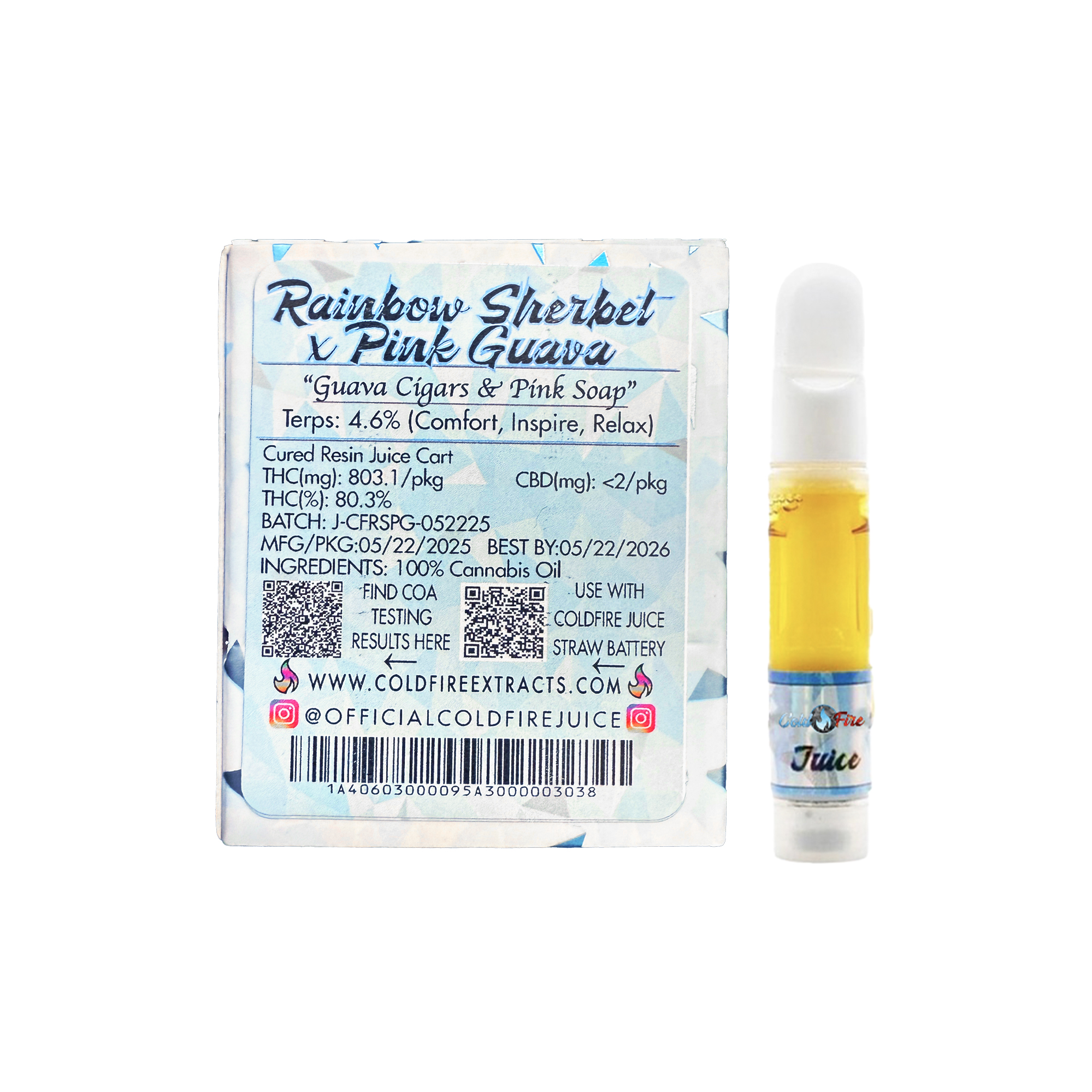 ColdFire Rainbow Sherbet x Pink Guava Cured Juice Cartridge 1.0g
