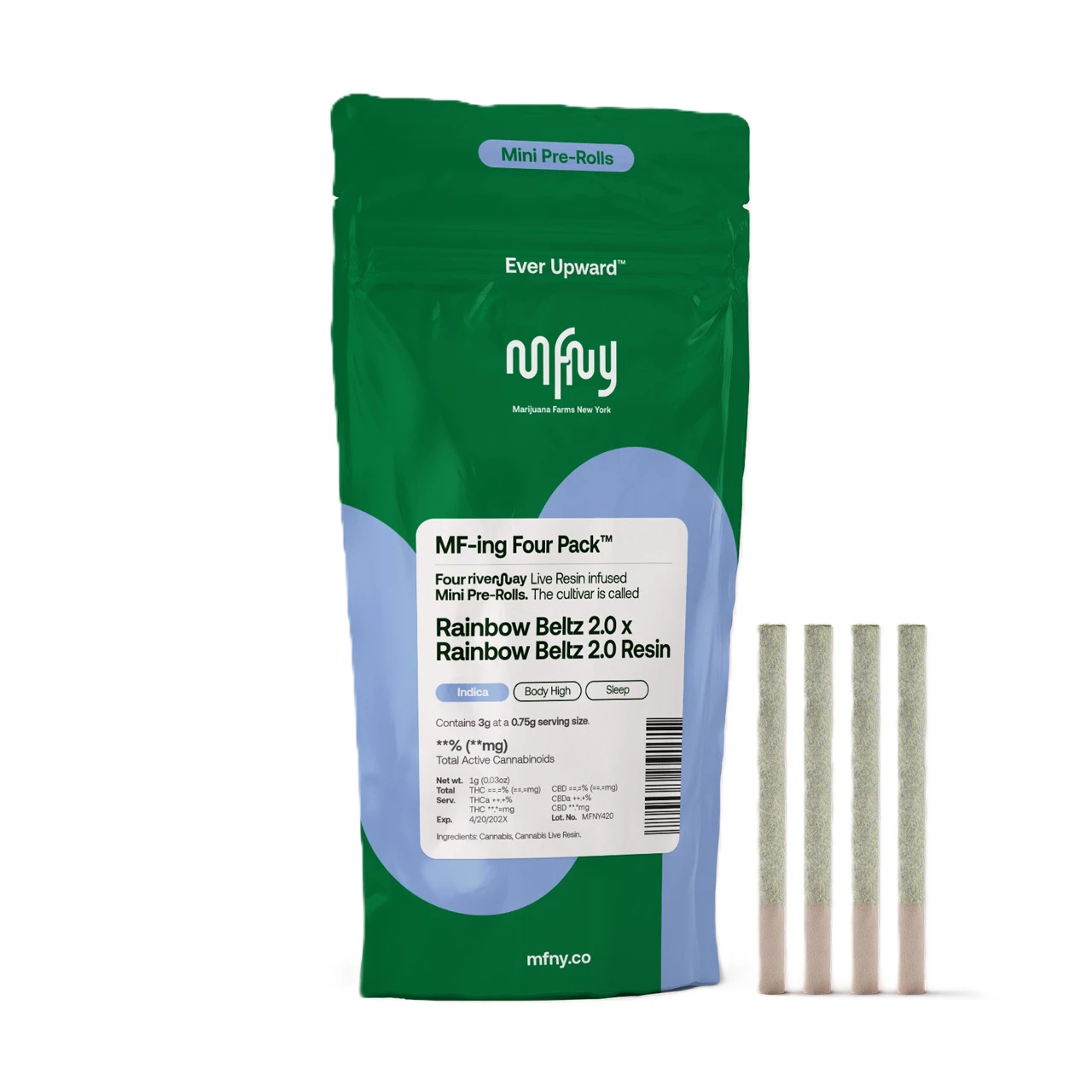 MFNY - Rainbow Beltz 2.0 x Rainbow Beltz 2.0 | Infused Pre-roll | 0.75g 4-pack | MFNY Main Image