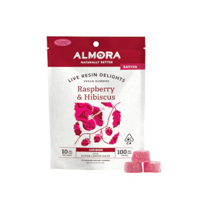 Almora - Raspberry & Hibiscus (Super Lemon Haze) | 100mg Live Resin Infused Gummies | Almora