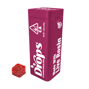 DROPS - Raspberry (THC Bomb) (H) | 20pk Rosy 1:2 (2.5mg:5mg CBD:THC) Live Rosin Jellies | Drops
