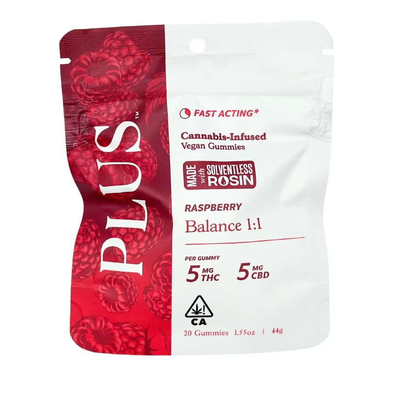 PLUS™️ Products - Plus - Balance - Raspberry - 1:1 THC/CBD - Gummies - 20pk - 100mg Main Image