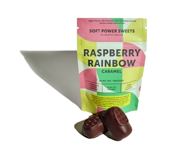 SOFT POWER SWEETS - Raspberry Rainbow Caramel | Chocolate Covered Caramels | 20mg/2 Pieces