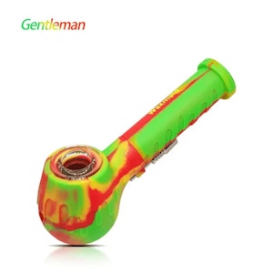 MJ Wholesale - Waxmaid 5.63" Gentleman 2-in-1 Handpipe & Dab Straw - Rasta