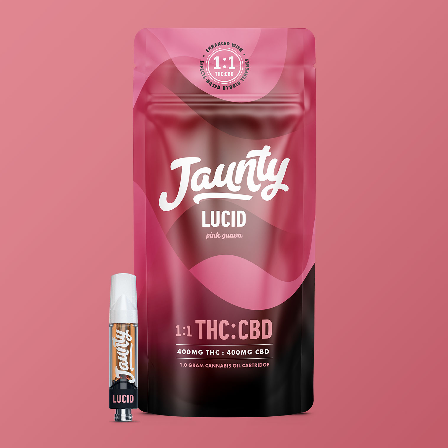Lucid -Hybrid- 1:1 Ratio 400 THC:400 CBD 1g Cannabis Oil (Vape Cartridge) | Jaunty  -j1