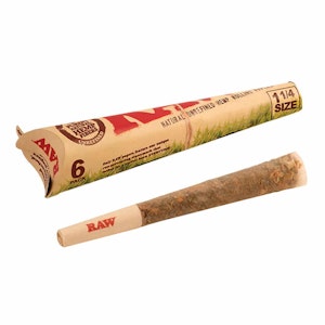 Raw - Raw Cones 1 1/4 Slow Burning Hemp Papers 6pk