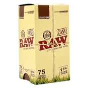 Raw Papers - 75ct Pack Cones - Organic 1 1/4- 75pk