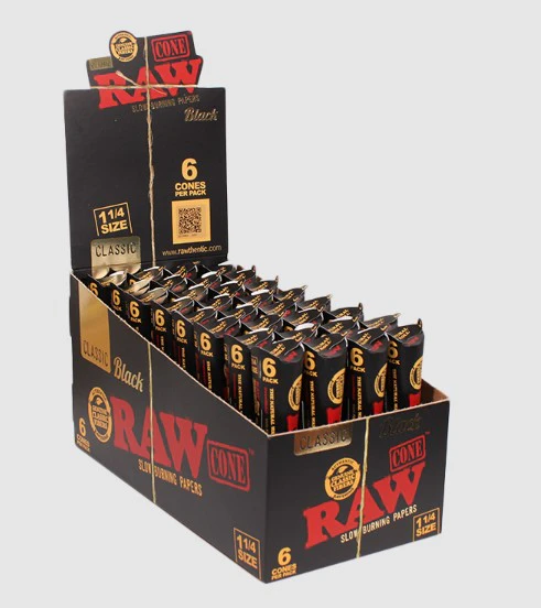 Raw - RAW Black Classic Cones 1 1/4" 6pk ND #47882 Main Image