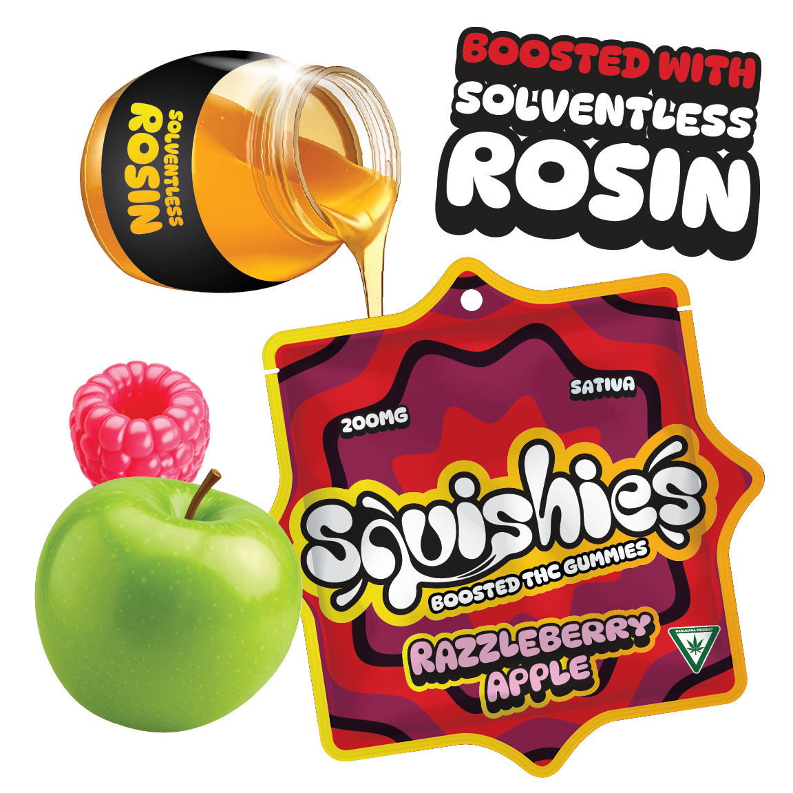 Squishies - Razzleberry Apple 200mg Gummies