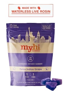 MyHi - Relax Indica Grape | Live Rosin Gummies | 100mg/10 Pieces