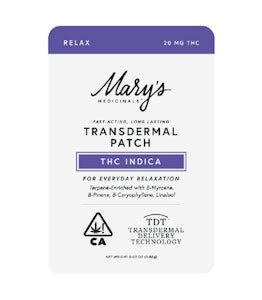 MARY'S MEDICINALS - Mary's Medicinal - Relax - 20mg THC Transdermal Patch - 1ct