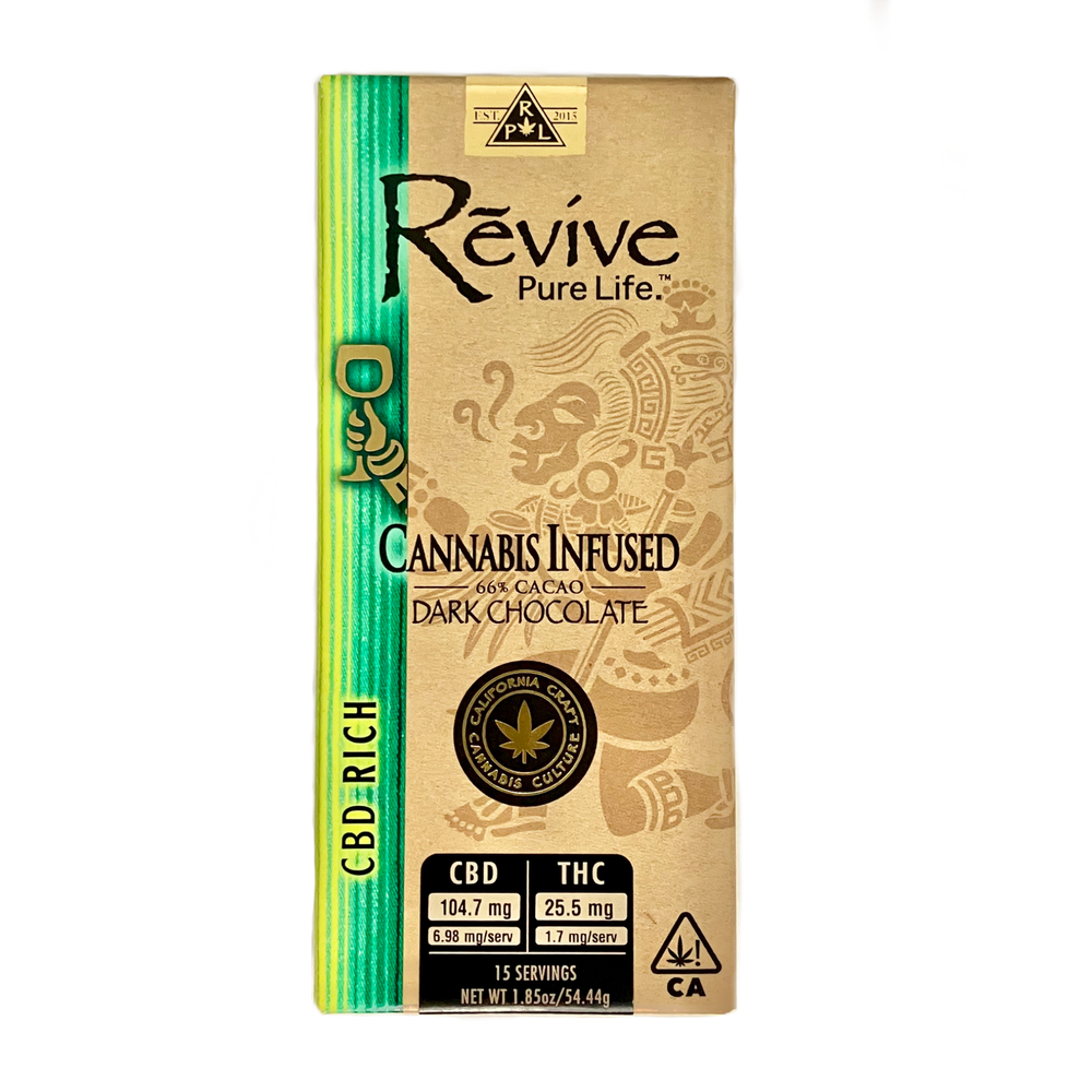 Revive | Vegan Dark Chocolate CBD | Rosin Infused 14:1 | Bar