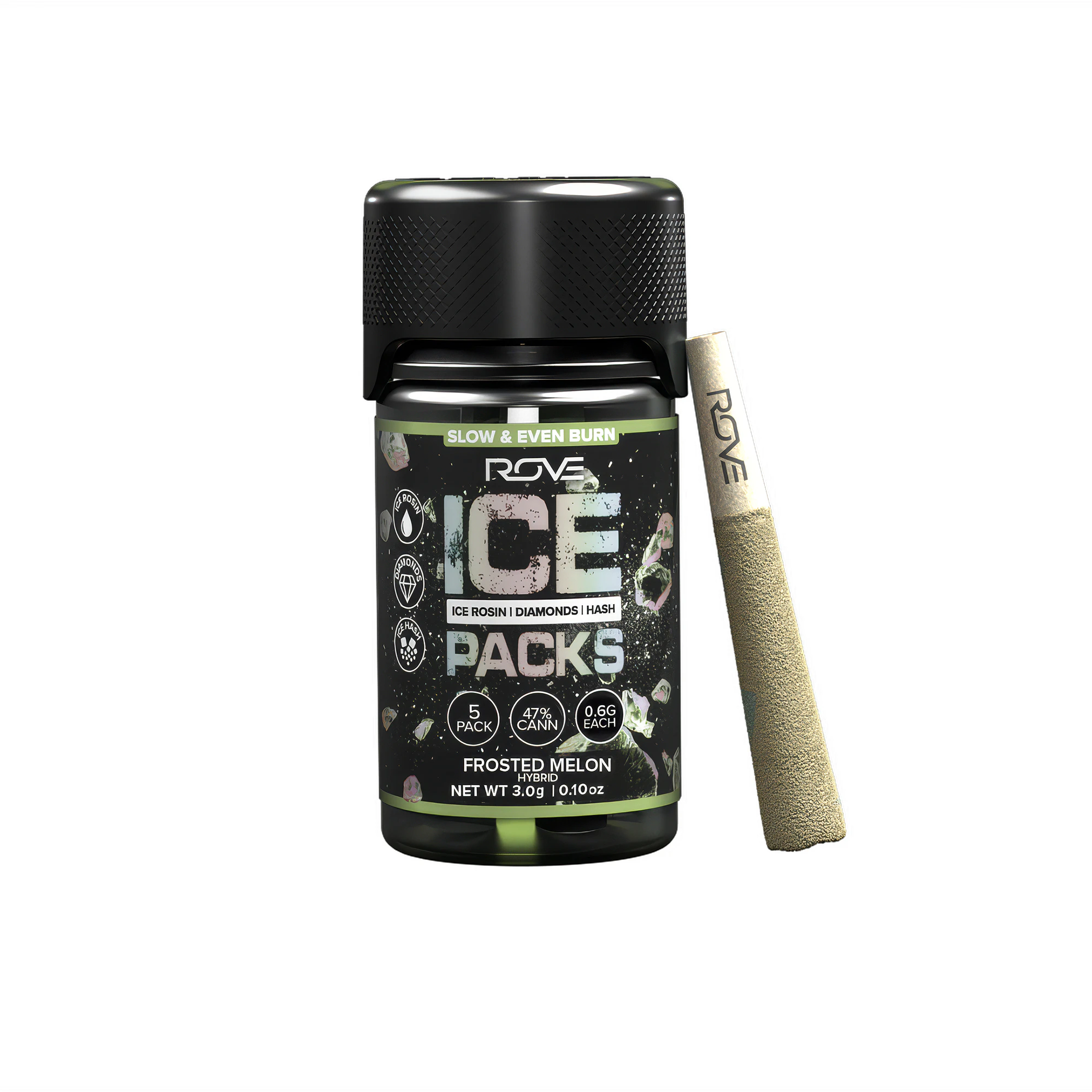 ROVE - Rove Ice Packs Frosted Melon Rosin Diamond Hash Infused Pre-Rolls 6-Pack 3.6g Main Image