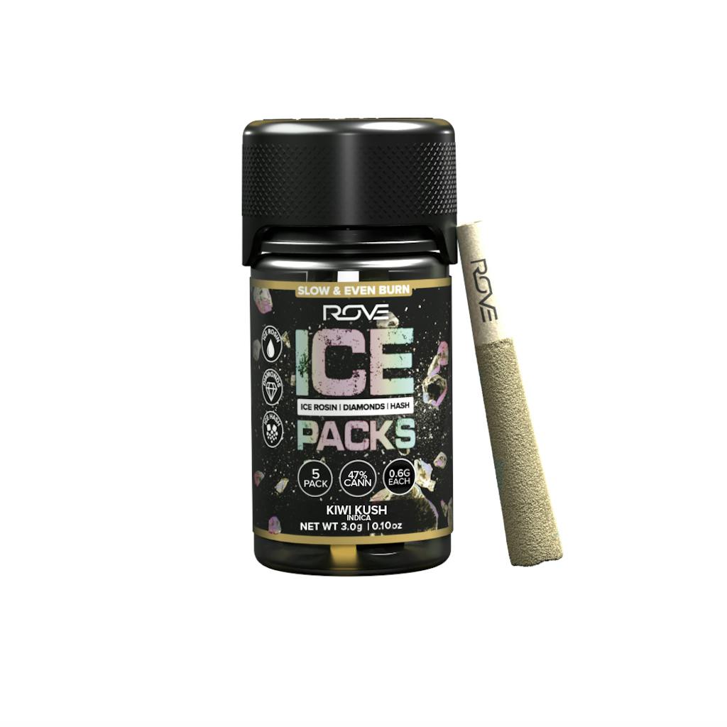 Rove Ice Packs Kiwi Kush Rosin Diamond Hash Infused Pre-Rolls 6-Pack 3.6g