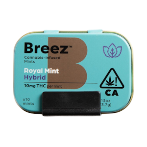 BREEZ - Royal Mint Tin (H) | 10mg 10pk THC Mints | Breez