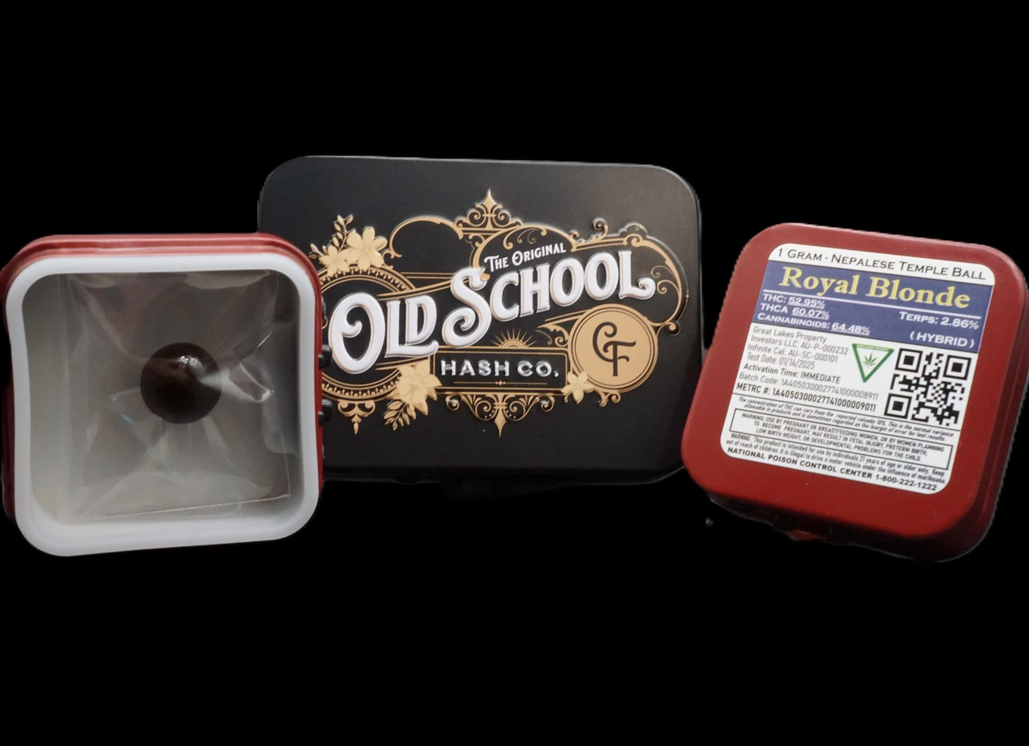 Old School Hash Co. - Old School Hash: Royal Blonde Temple Ball (1g) Main Image