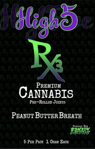Rx3 - 5pk 1g Full Flower Pre-roll - Peanut Butter Breath