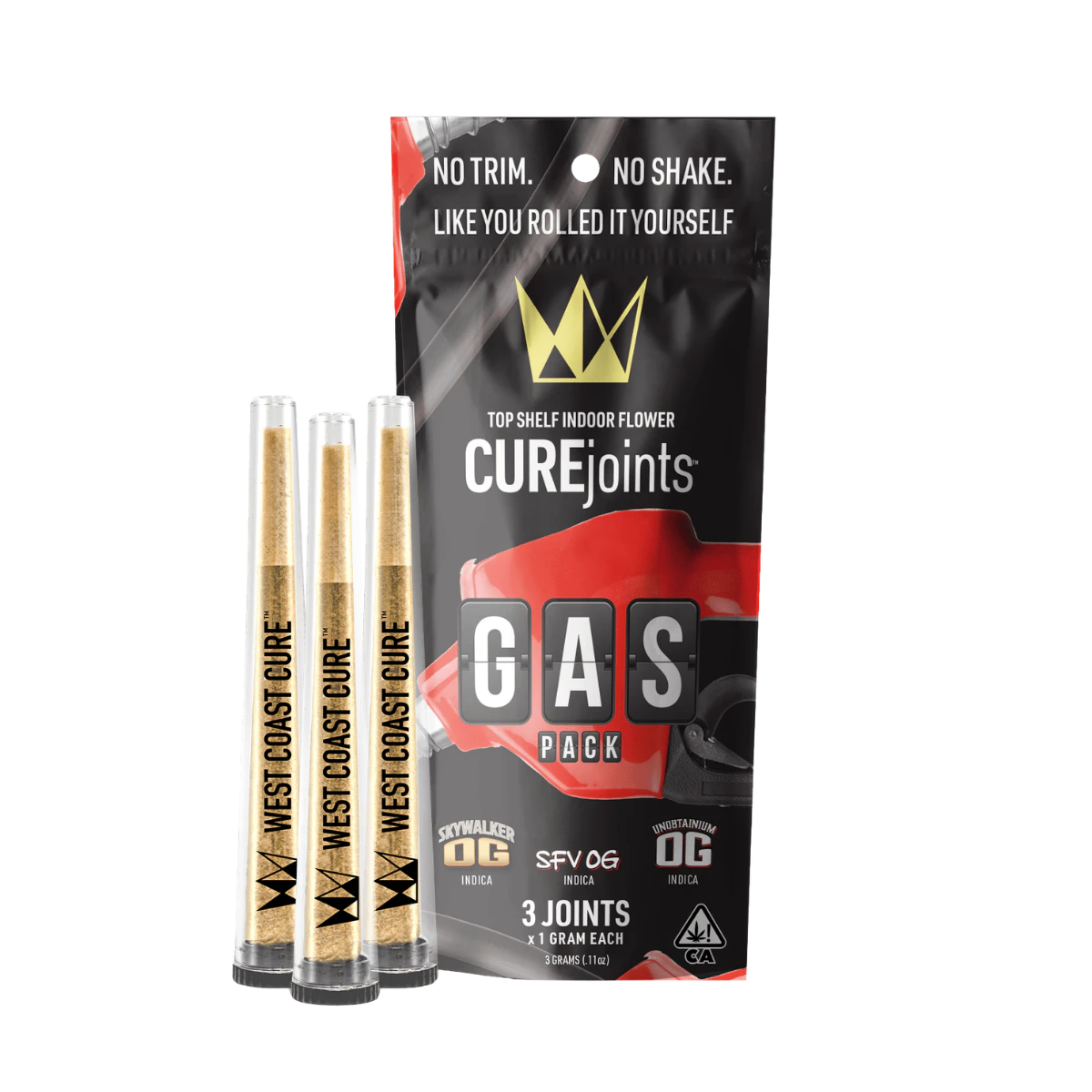 West Coast Cure - SFV OG x Skywalker OG x Unobtainium OG | 1g Gas Pack CUREjoint 3 Pack | West Coast Cure Main Image