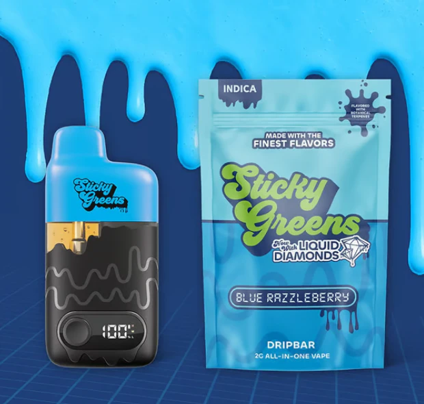 Sticky Greens - Blue Razzleberry Liquid Diamonds Disposable Vape - 2g Main Image