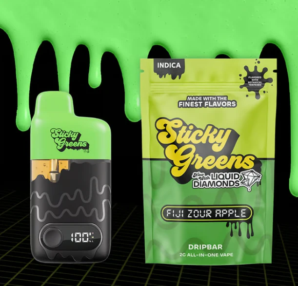 Sticky Greens - Fiji Zour Apple Liquid Diamonds Disposable Vape - 2g Main Image