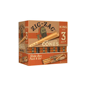 LUV BUDS - Zig Zag Unbleached King Sized Cones 3pk