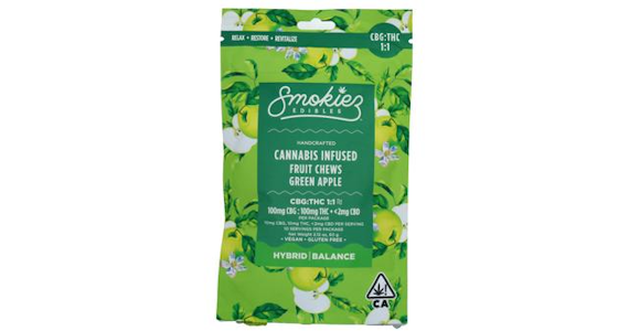 SMOKIEZ - SMOKIEZ | SWEET GREEN APPLE 1:1 THC/CBG - 10PK | EDIBLE | 100MG
