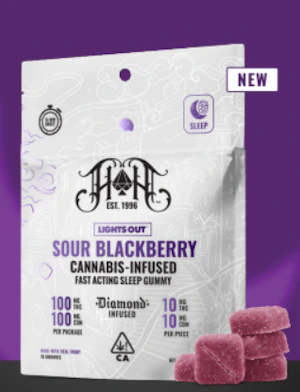 Heavy Hitters | Sour Blackberry 1:1 THC:CBN | Fast Acting Gummies | 100mg