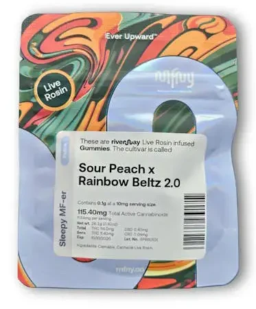 MFNY - Sour Peach x Rainbow Beltz 2.0 Live Rosin Gummies - 100MG Main Image