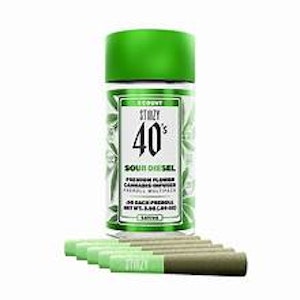STIIIZY - [STIIIZY] 40'S INFUSED PREROLL 5PK - 2.5G - SOUR DIESEL (S)