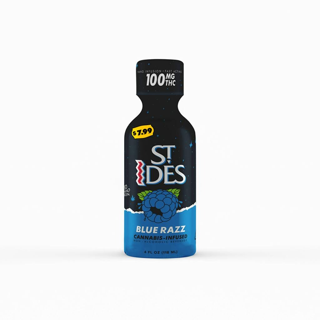 St. Ides Blue Razz Cannabis Infused 4oz Shot 100mg