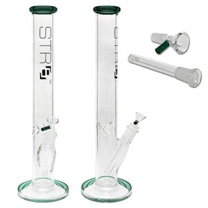 MJ Wholesale - STR8 10" Water Pipe Straight Tube w/ Ice Catcher - Teal