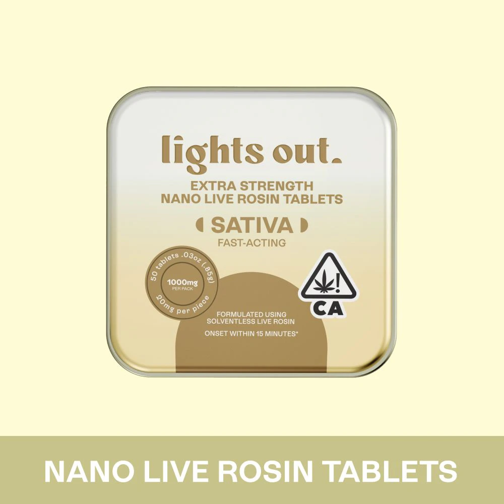 Lights Out - LIGHTS OUT: Sativa Nano Live Rosin Tablets - 50 Tablets/20mg Per Tablet/1000mg per Package (S) Main Image